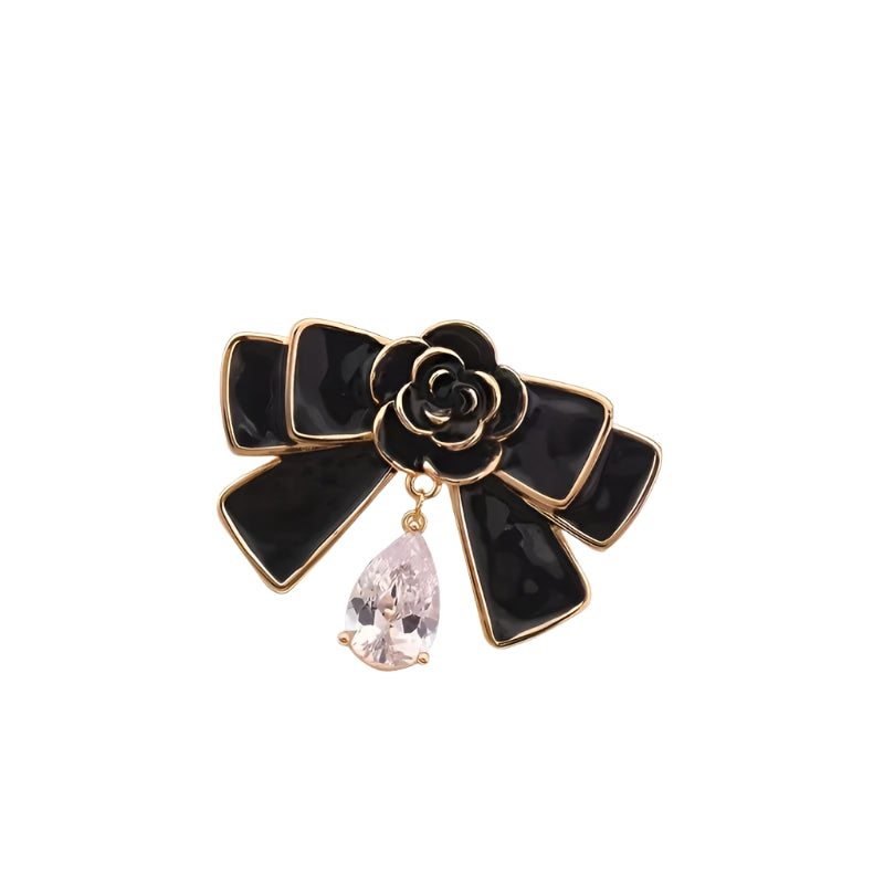 Lucky Camellia Teardrop Brooch