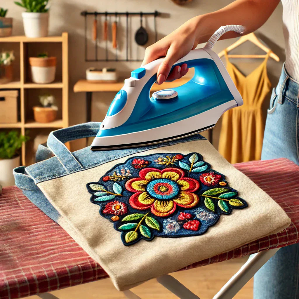 IMAGE OF HOW TO PUT ON AN EMBROIDERED PATCH