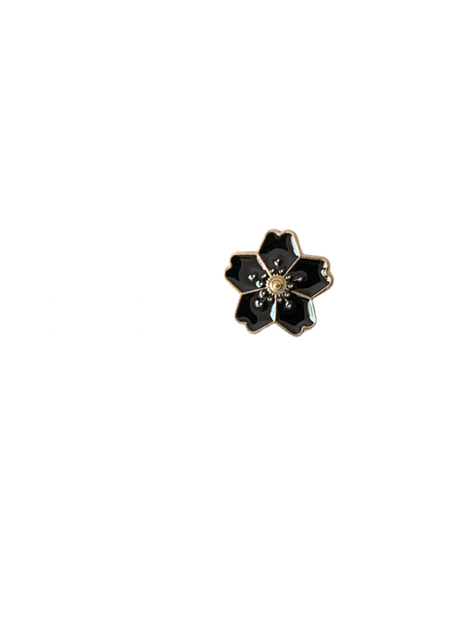 Black Flower Enamel Pin