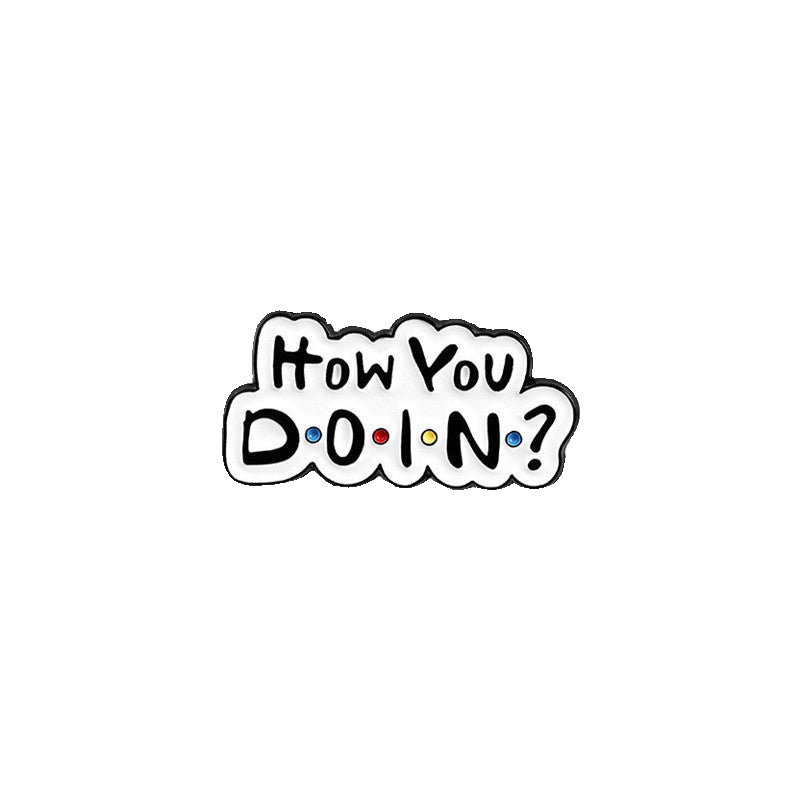 Text 'How you doin?' with colorful dots on a white background
