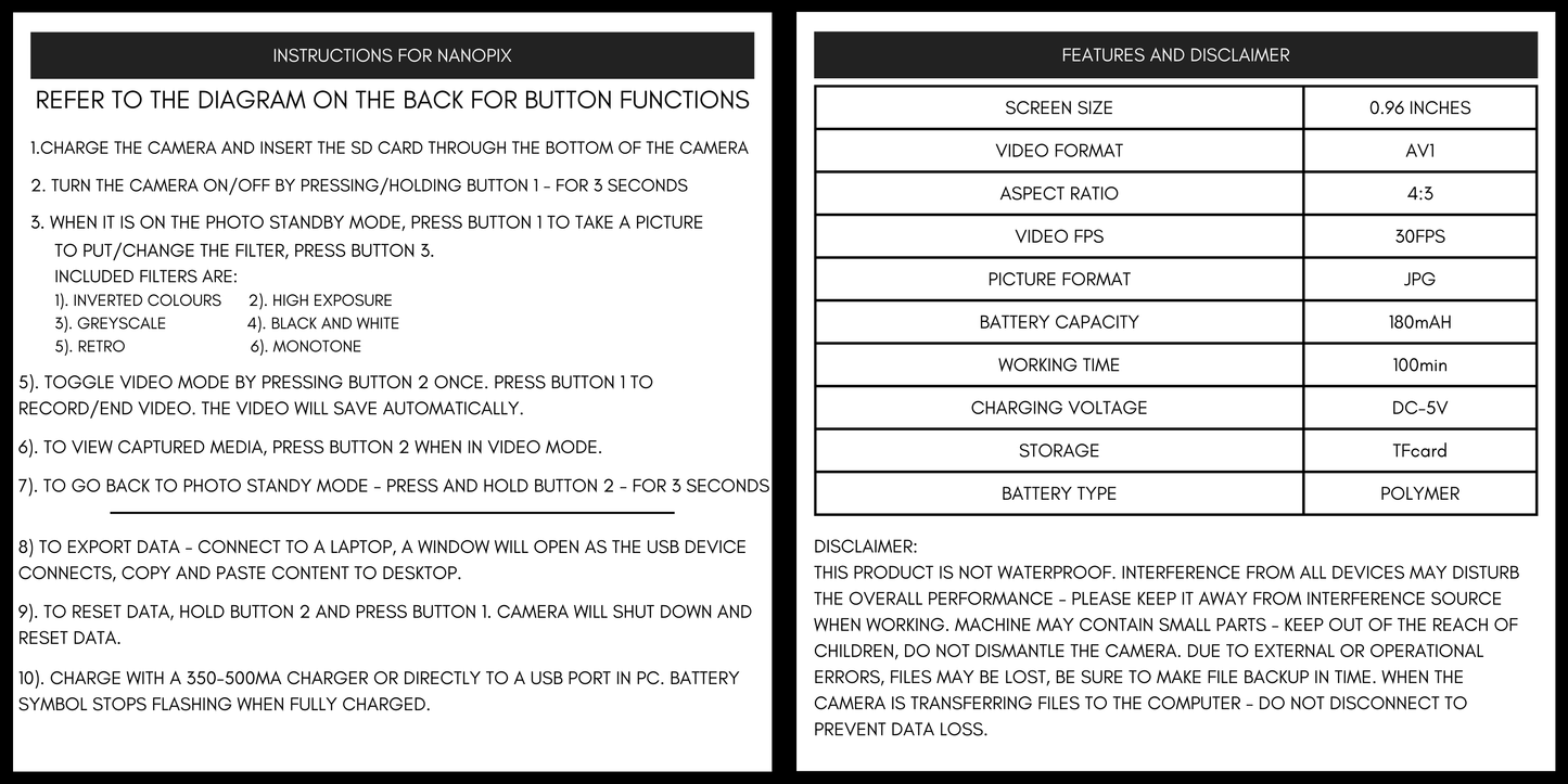 NanoPix Digital Camera Charm