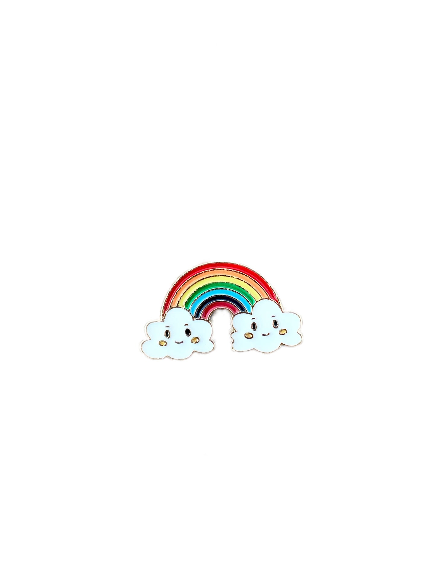 Rainbow w Happy Clouds Enamel Pin