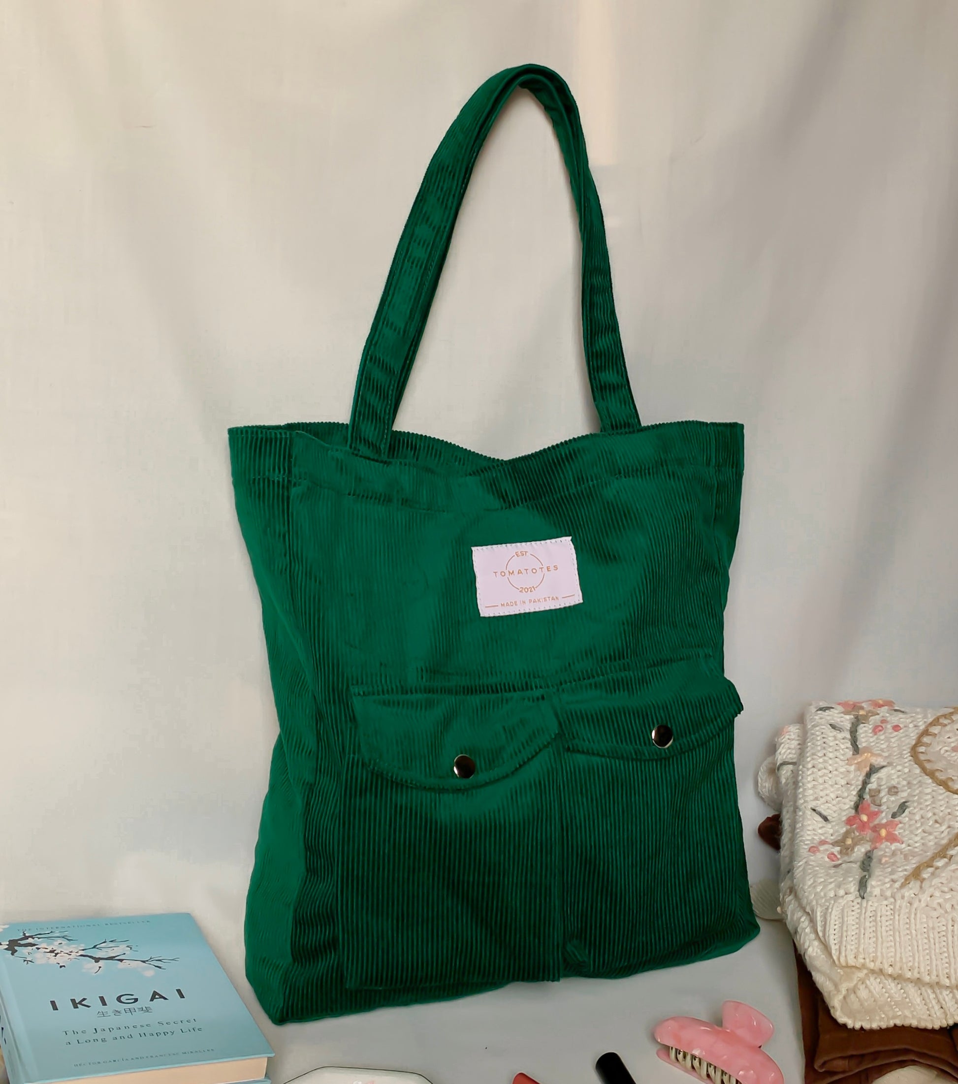 Emerald | Corduroy Tote tomatotes.co