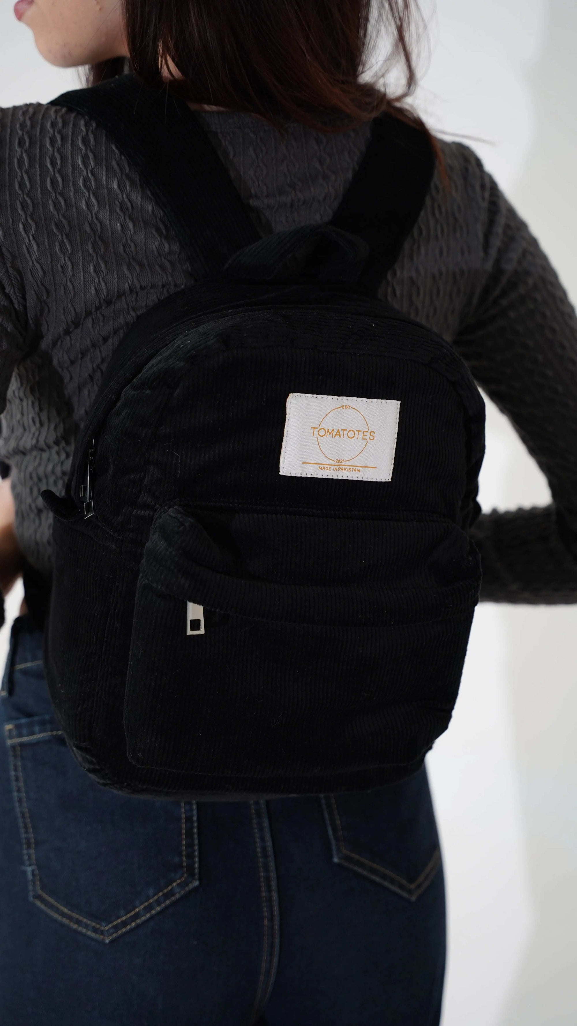 Black Corduroy Mini BackPack - Image #2