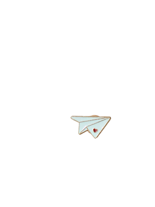 Paper Plane w Heart Enamel Pin