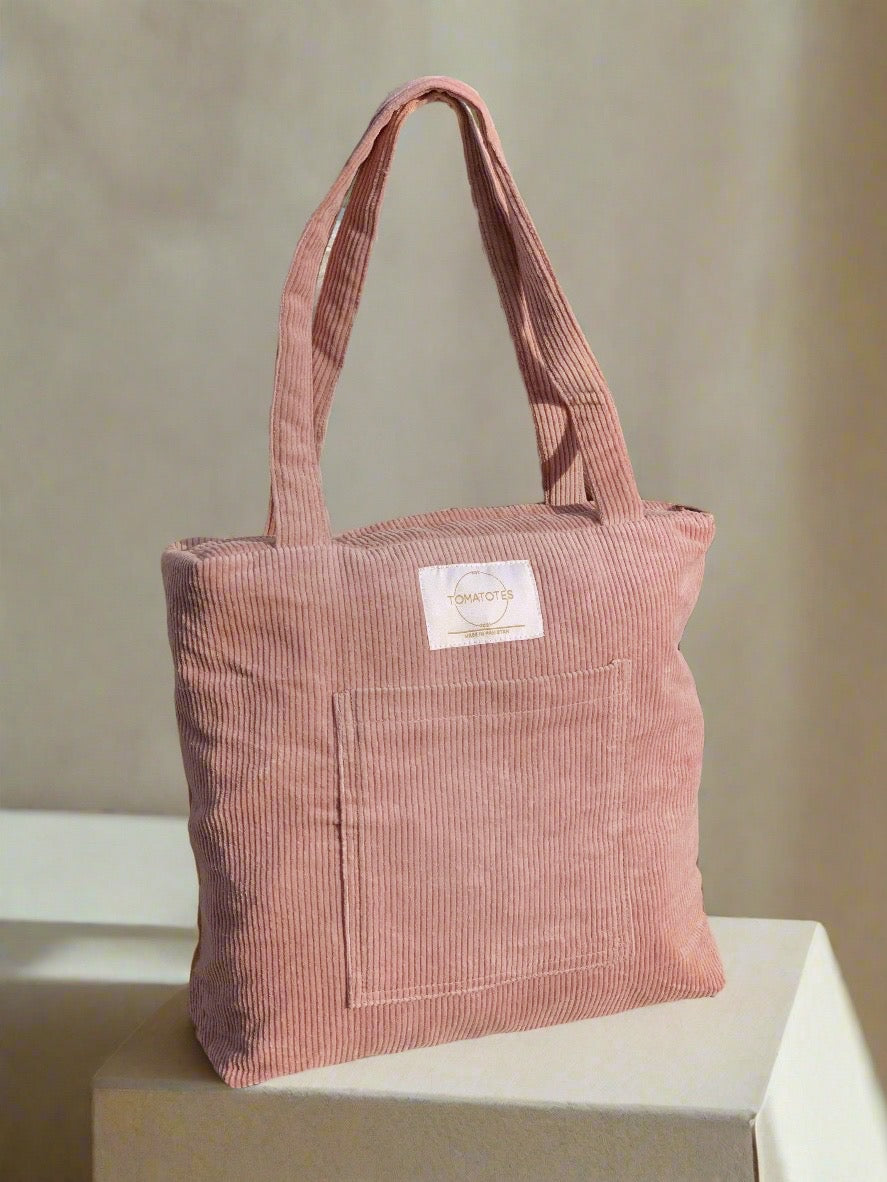 Dahlia - Pale Pink Corduroy Tote