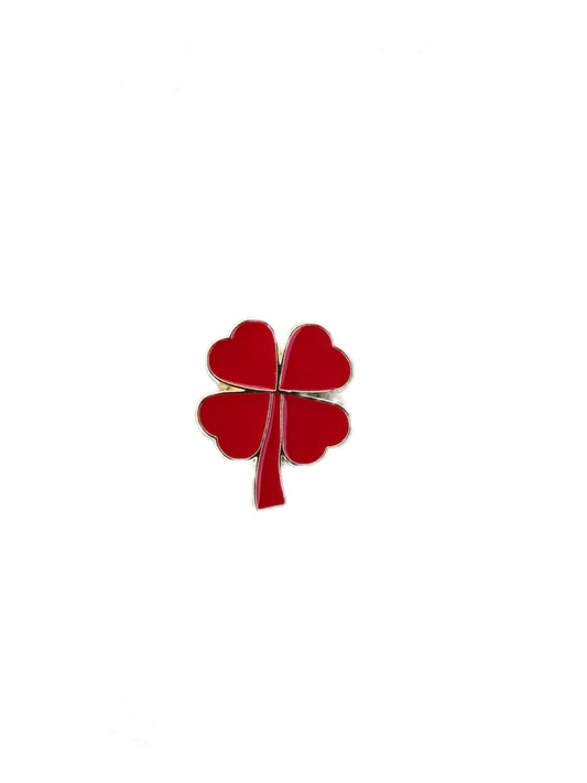 Red Lucky Clover Enamel Pin