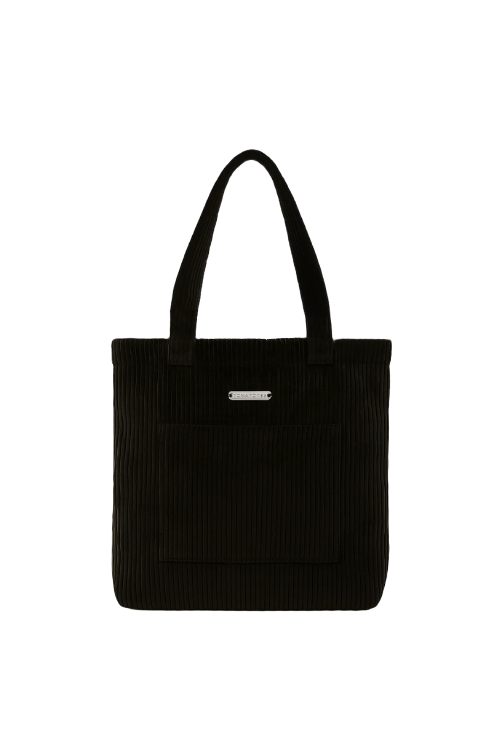 Black tote bag on a white background