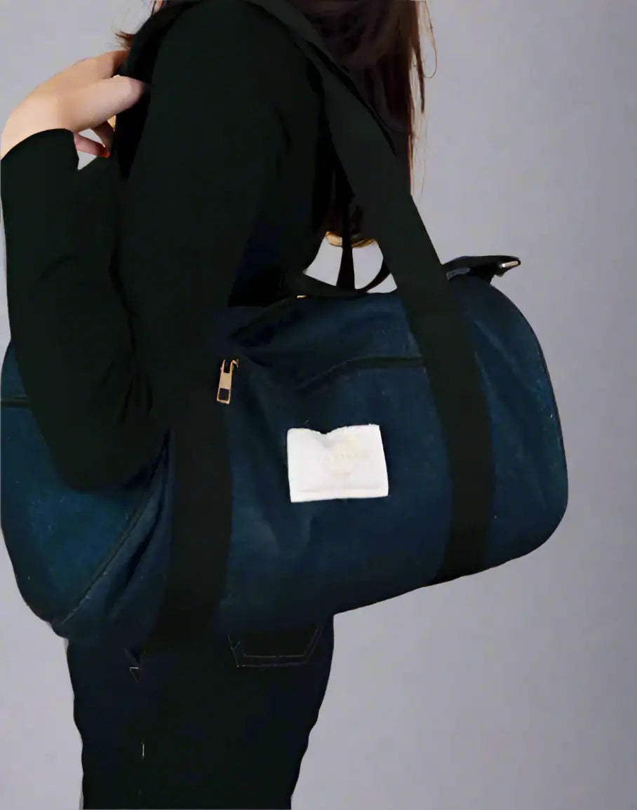 Blue Denim Duffle Bag
