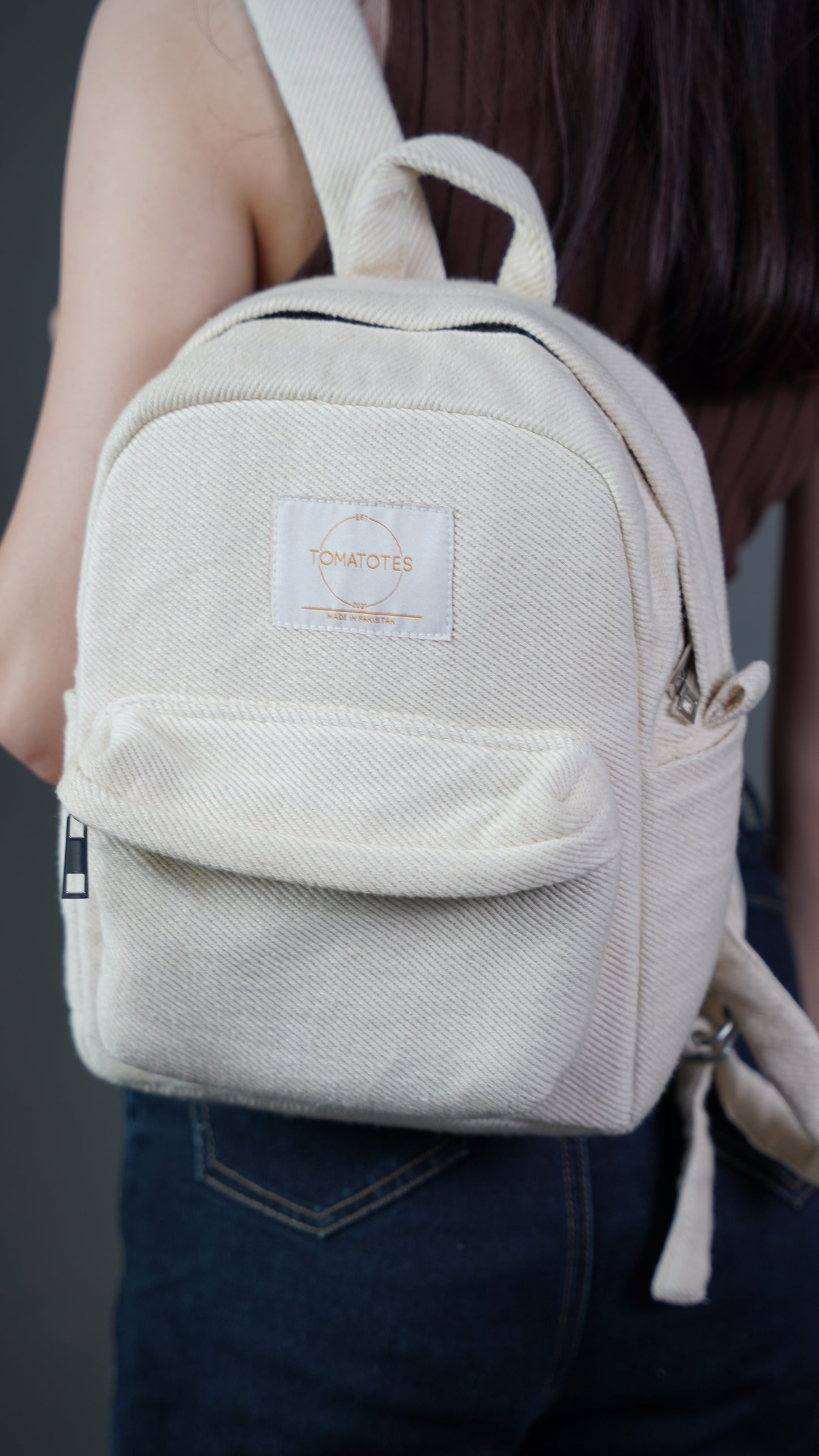 Off White Twill Mini BackPack