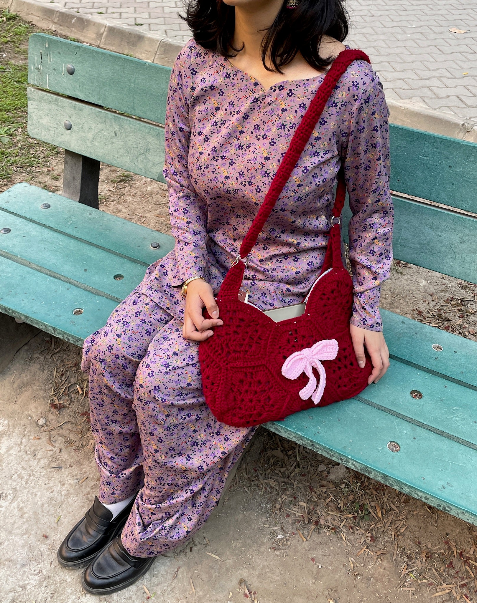 Marlow Crochet - Maroon Shoulderbag