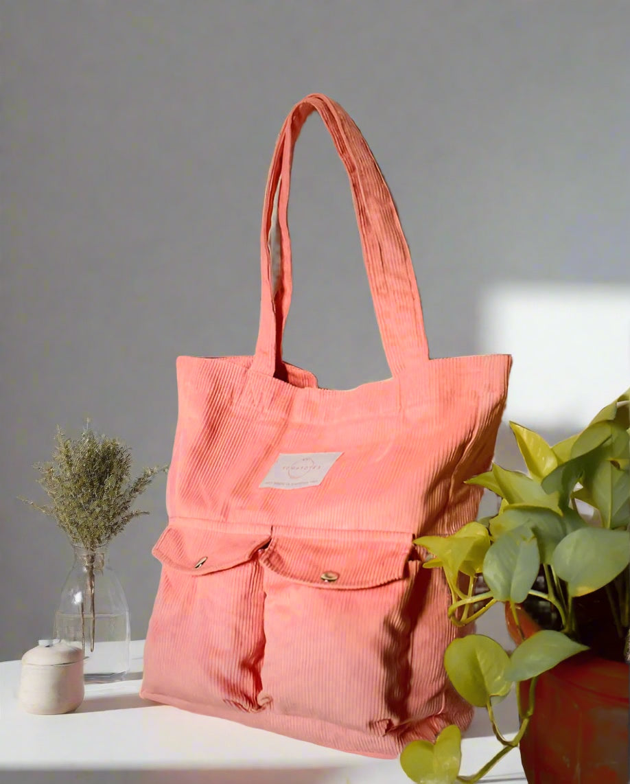 Light Pink Corduroy Tote