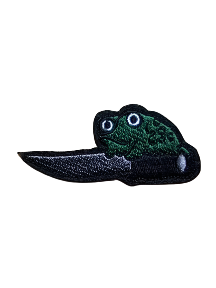 Frog w a Knife Embroidery Patch tomatotes.co