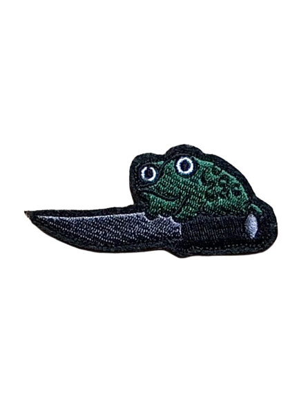 Frog w a Knife Embroidery Patch tomatotes.co