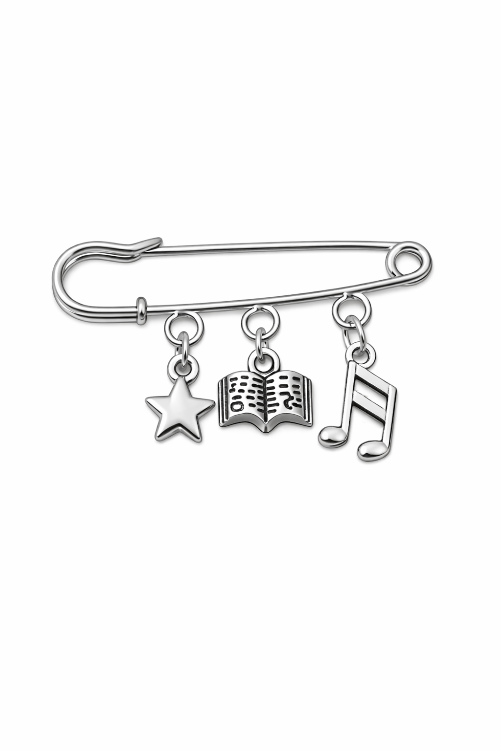 Books, Music, Peace Metal Brooch Pin
