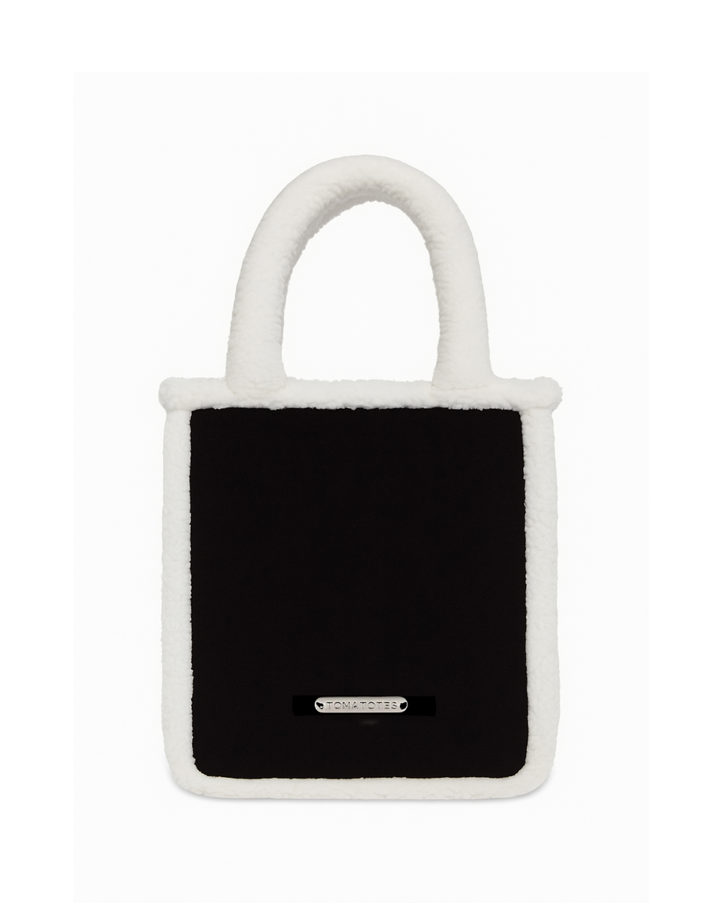Black bag with white handle on a white background