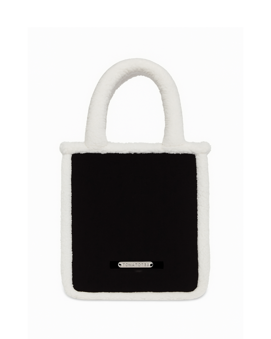 Black bag with white handle on a white background