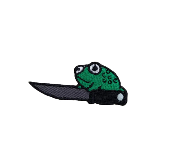 Frog w a Knife Embroidery Patch