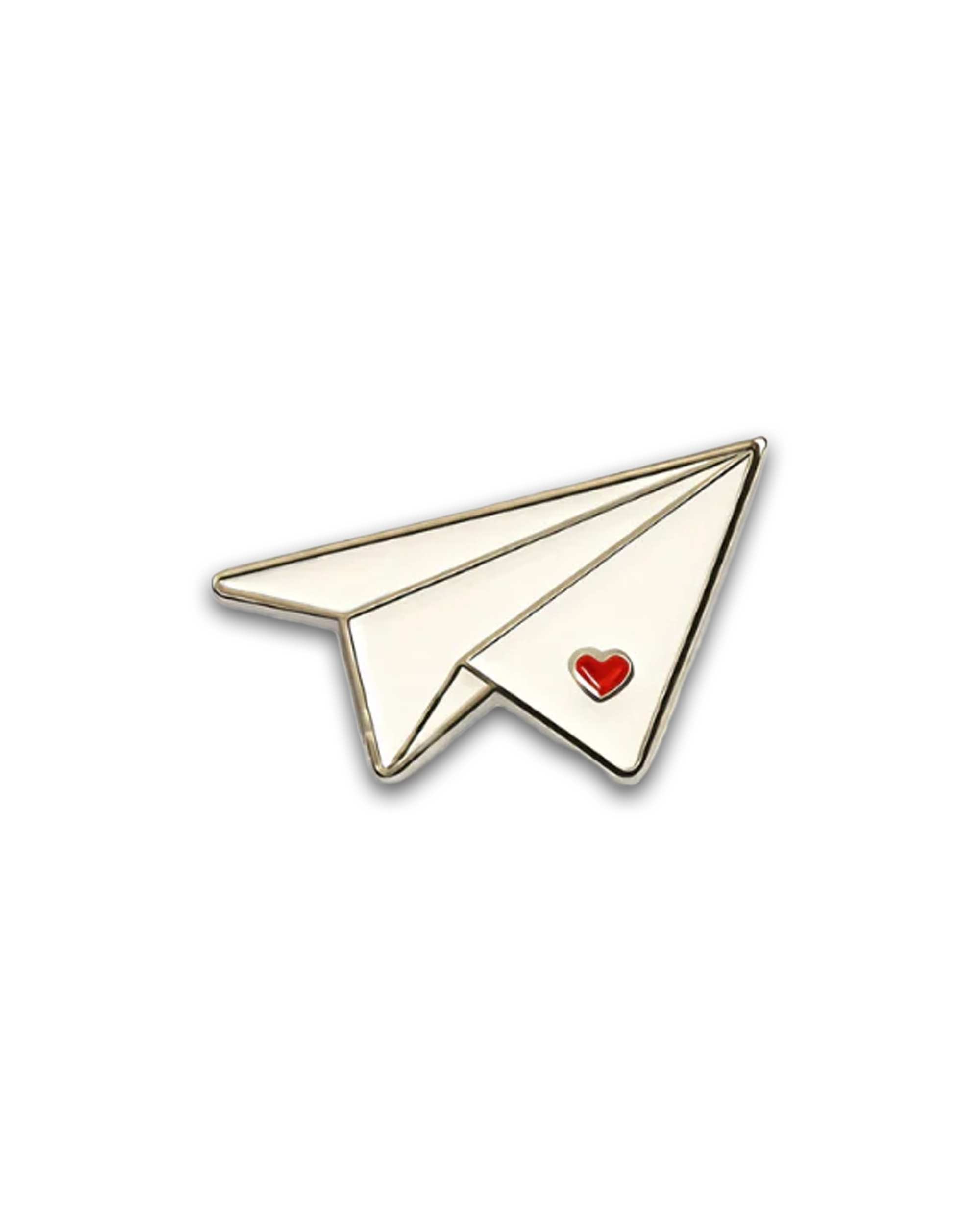 Paper Plane w Heart Enamel Pin